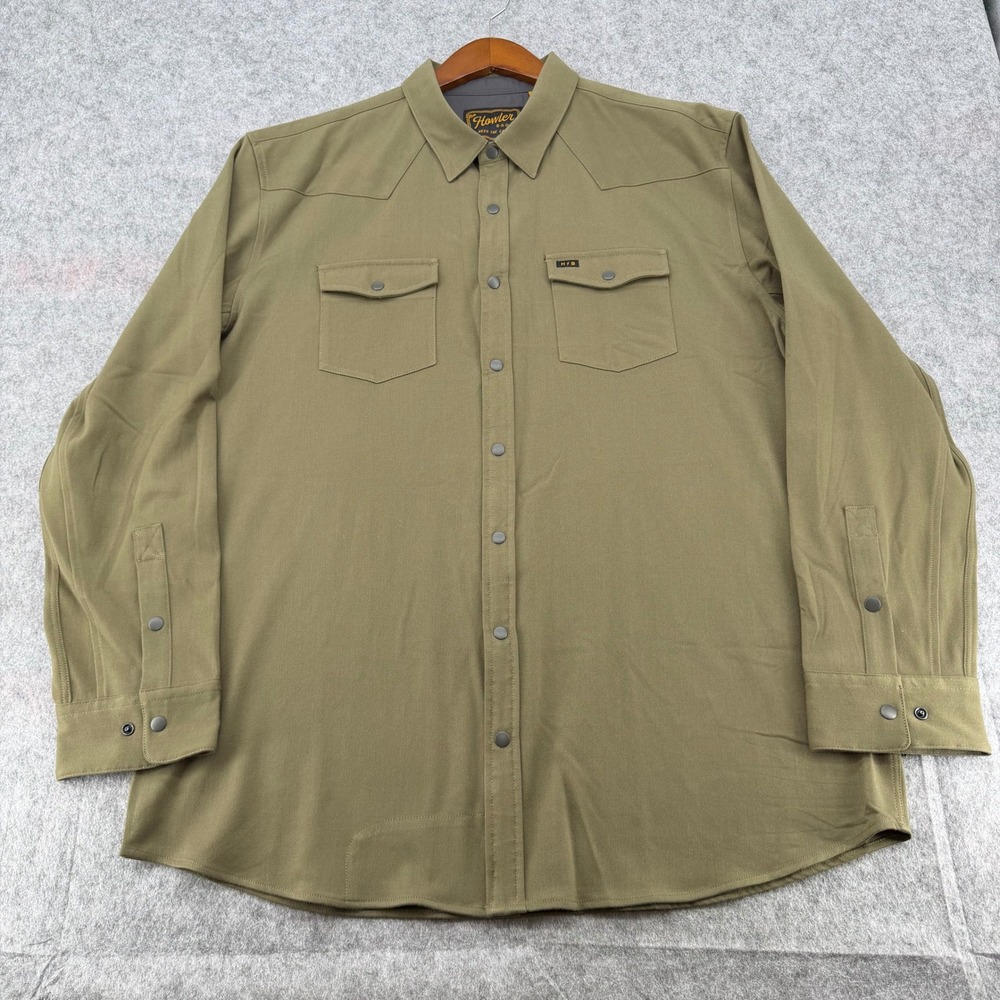 Howler Brothers Gaucho Snapshirt Mens XXL Green Western Long Sleeve Snap Shirt - Picture 1 of 12